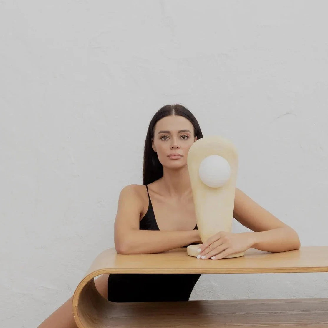 Zakohani Table Lamp in Milk & Beige