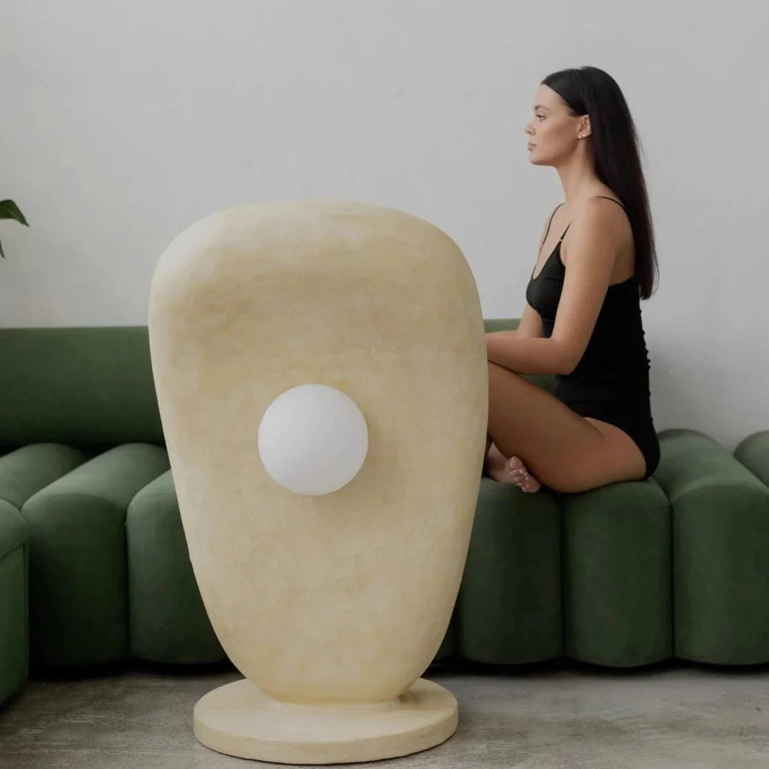 Zakohani Floor Lamp in Beige & Raw Ochra