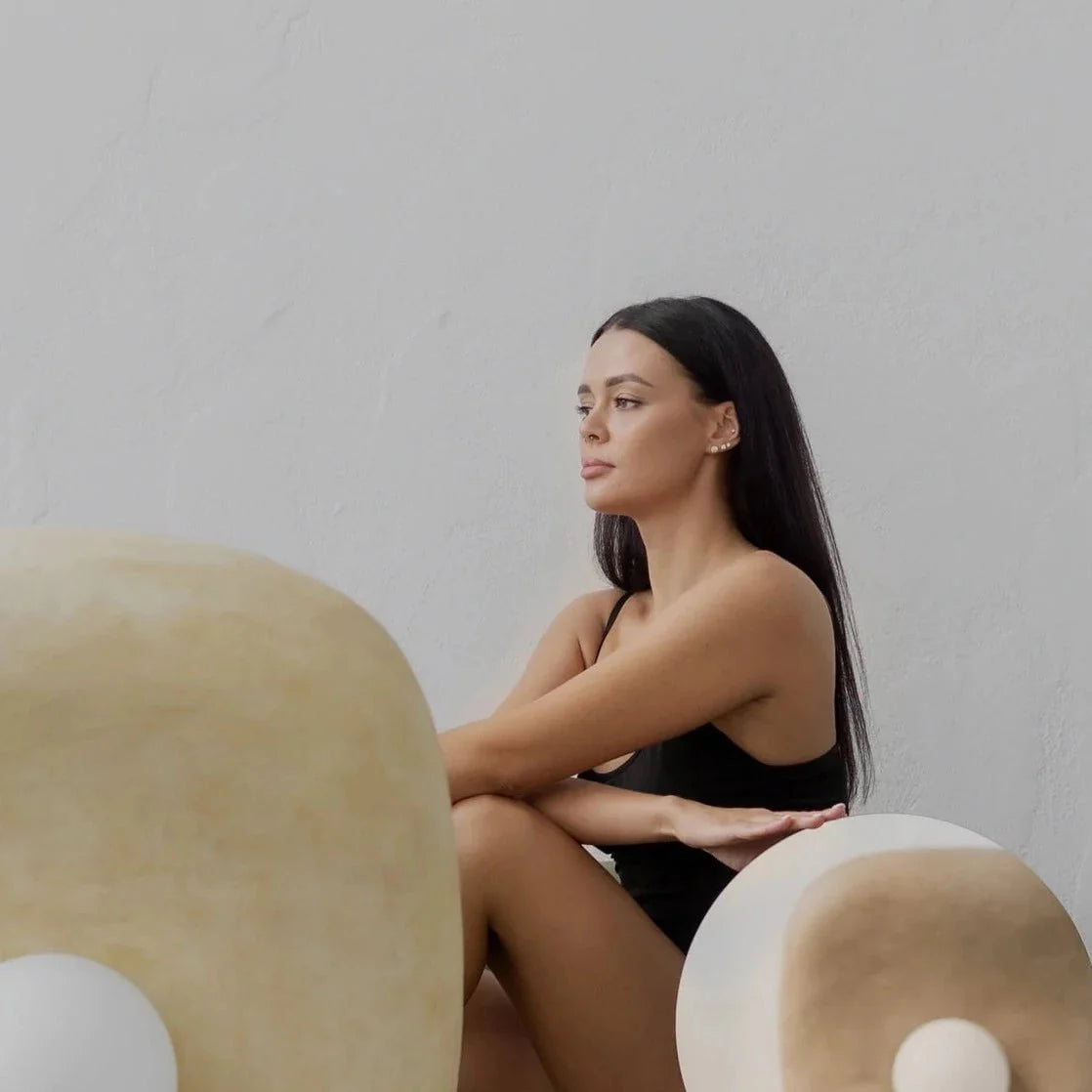 Zakohani Floor Lamp in Beige & Raw Ochra