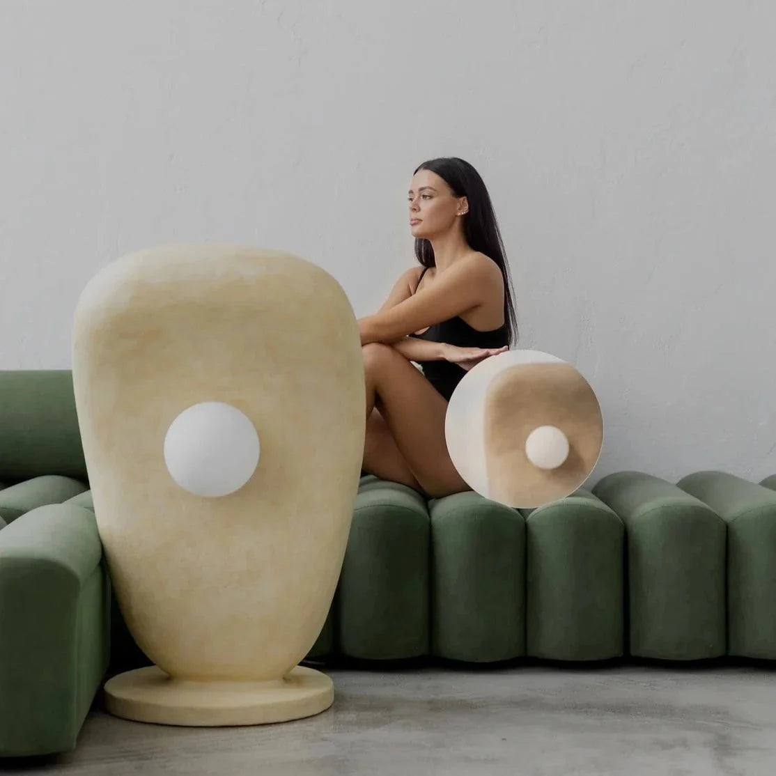 Zakohani Floor Lamp in Beige & Raw Ochra