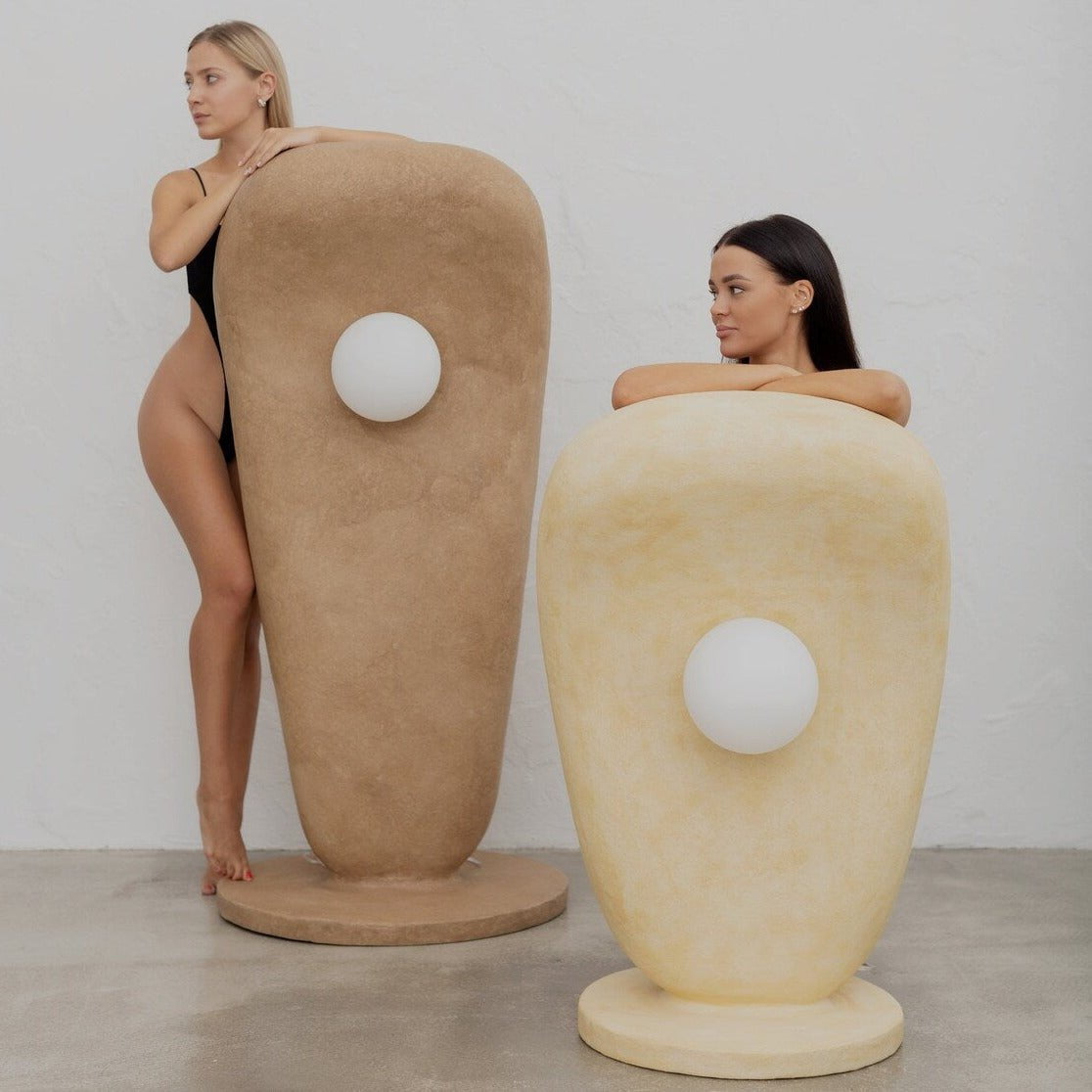 Zakohani Floor Lamp in Beige & Raw Ochra