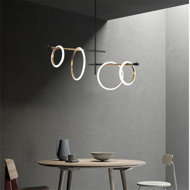 Ring Magnet Chandelier (4 rings) in Black & White