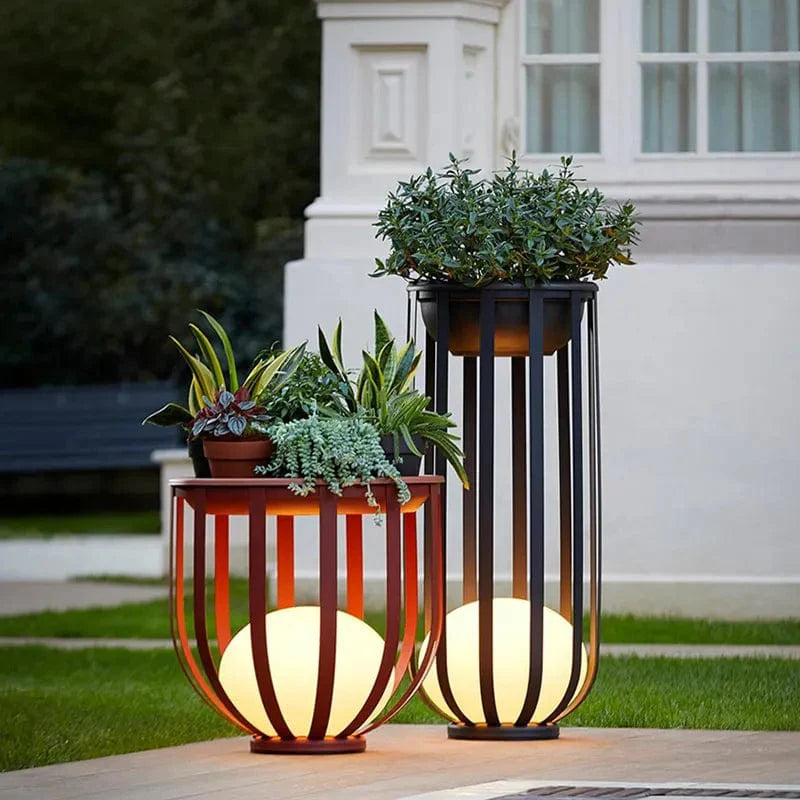 Flower Pot Solar Garden Light in Black & Copper