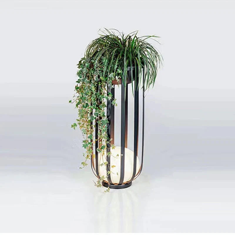 Flower Pot Solar Garden Light in Black & Copper