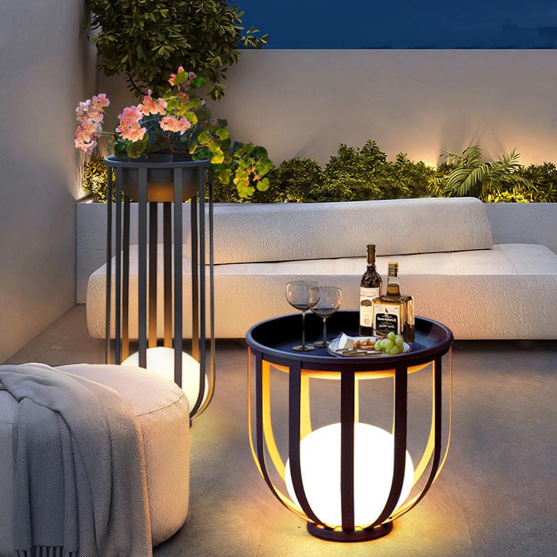Flower Pot Solar Garden Light in Black & Copper