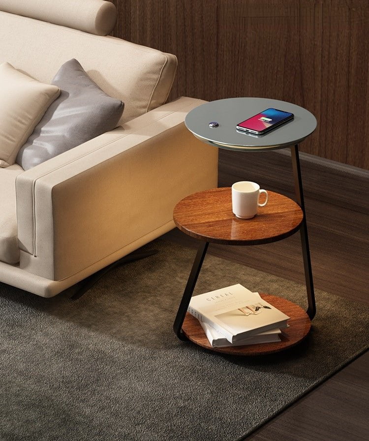 Table+ – Floor Lamp in Double Walnut & Marble