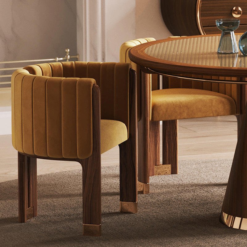 Suede Restaurant Lounge Dining Chair in Tan & Beige