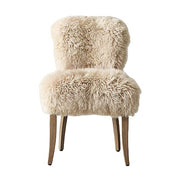 Sheepskin Wooden Dining Chair in Without Armrest & With Armrest