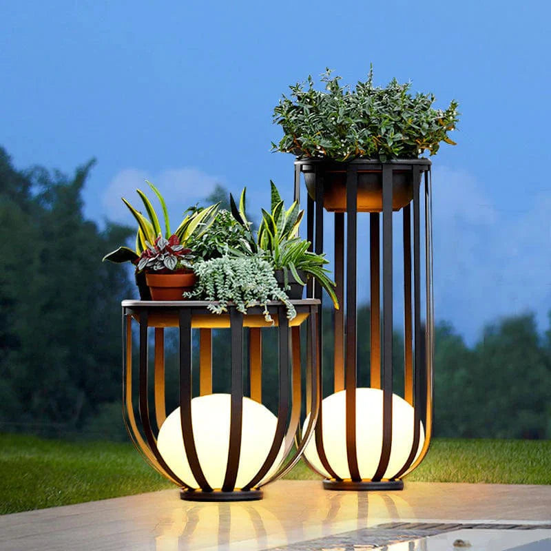 Flower Pot Solar Garden Light in Black & Copper