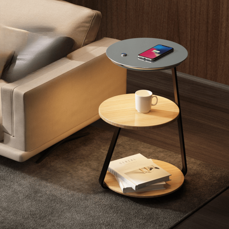 Table+ – Floor Lamp in Double Walnut & Marble