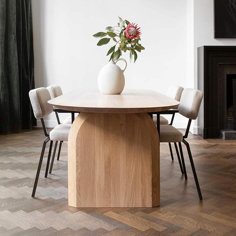 Half-Leaf Modern Contemporary Dining Table in Dark & Light