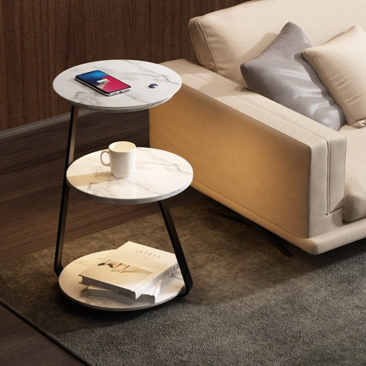 Table+ – Floor Lamp in Double Walnut & Marble