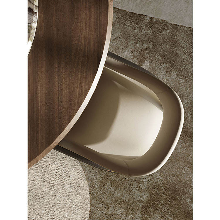 Modern Leather Dining Chair w Armrests in Performance Leather & Performance Linen