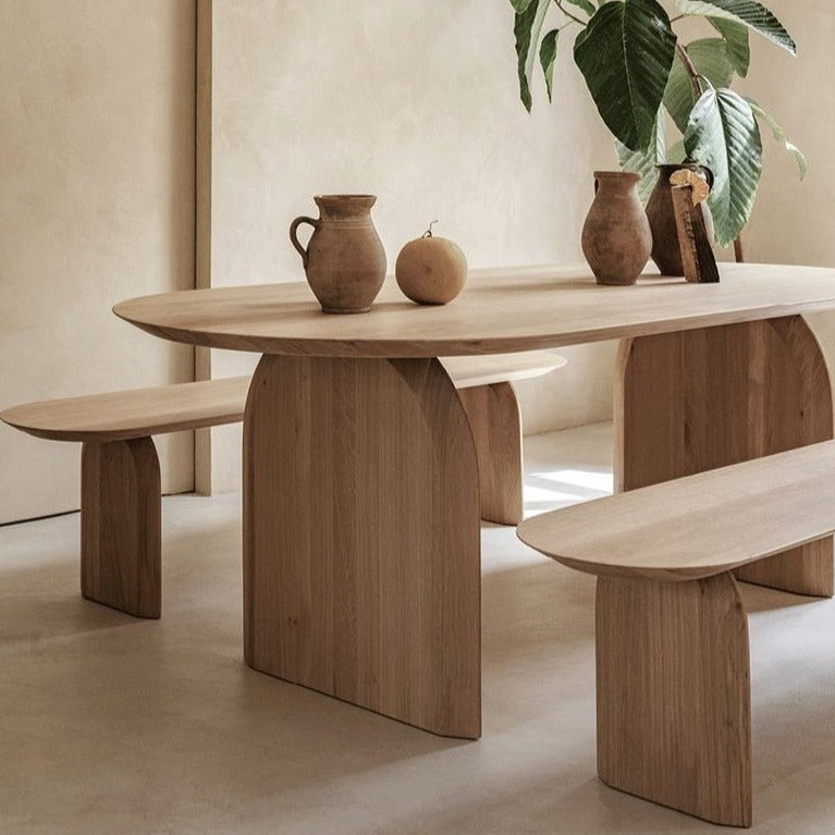 Half-Leaf Modern Contemporary Dining Table in Dark & Light