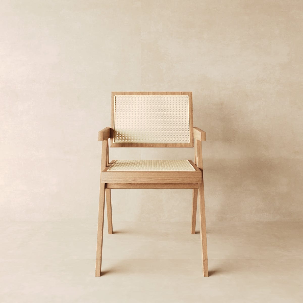 Japandi Rattan Dining Chair in Beech & Walnut