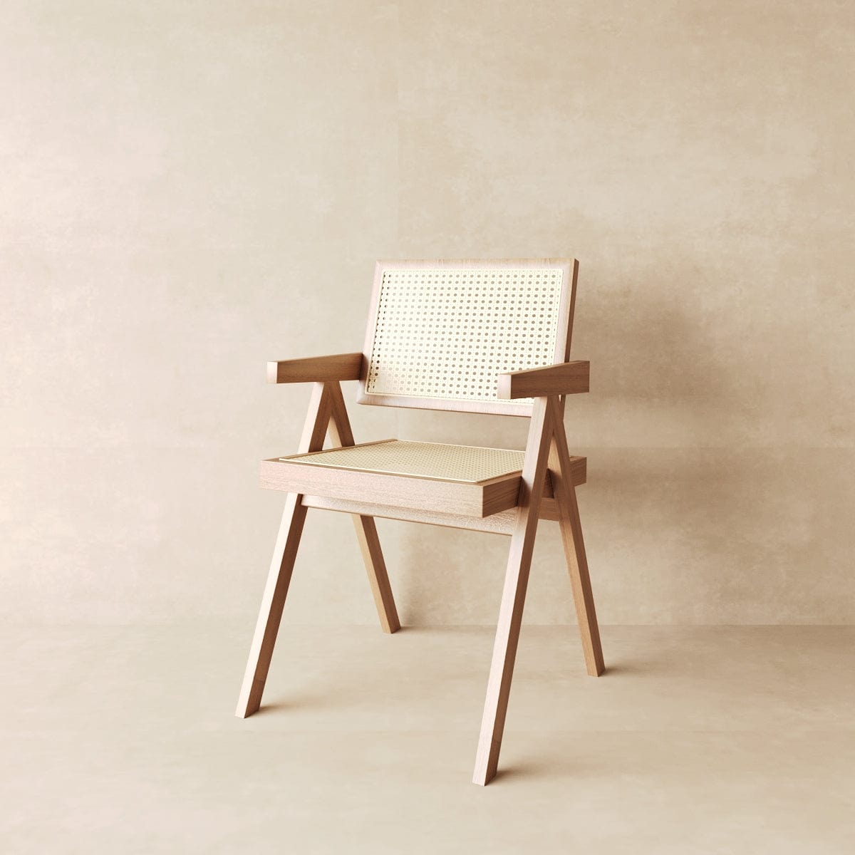 Japandi Rattan Dining Chair in Beech & Walnut