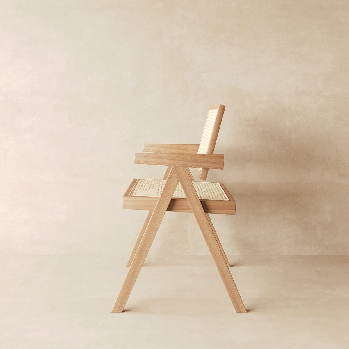 Japandi Rattan Dining Chair in Beech & Walnut