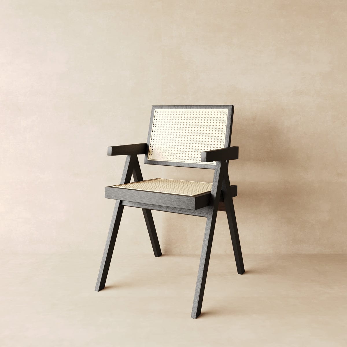 Japandi Rattan Dining Chair in Beech & Walnut
