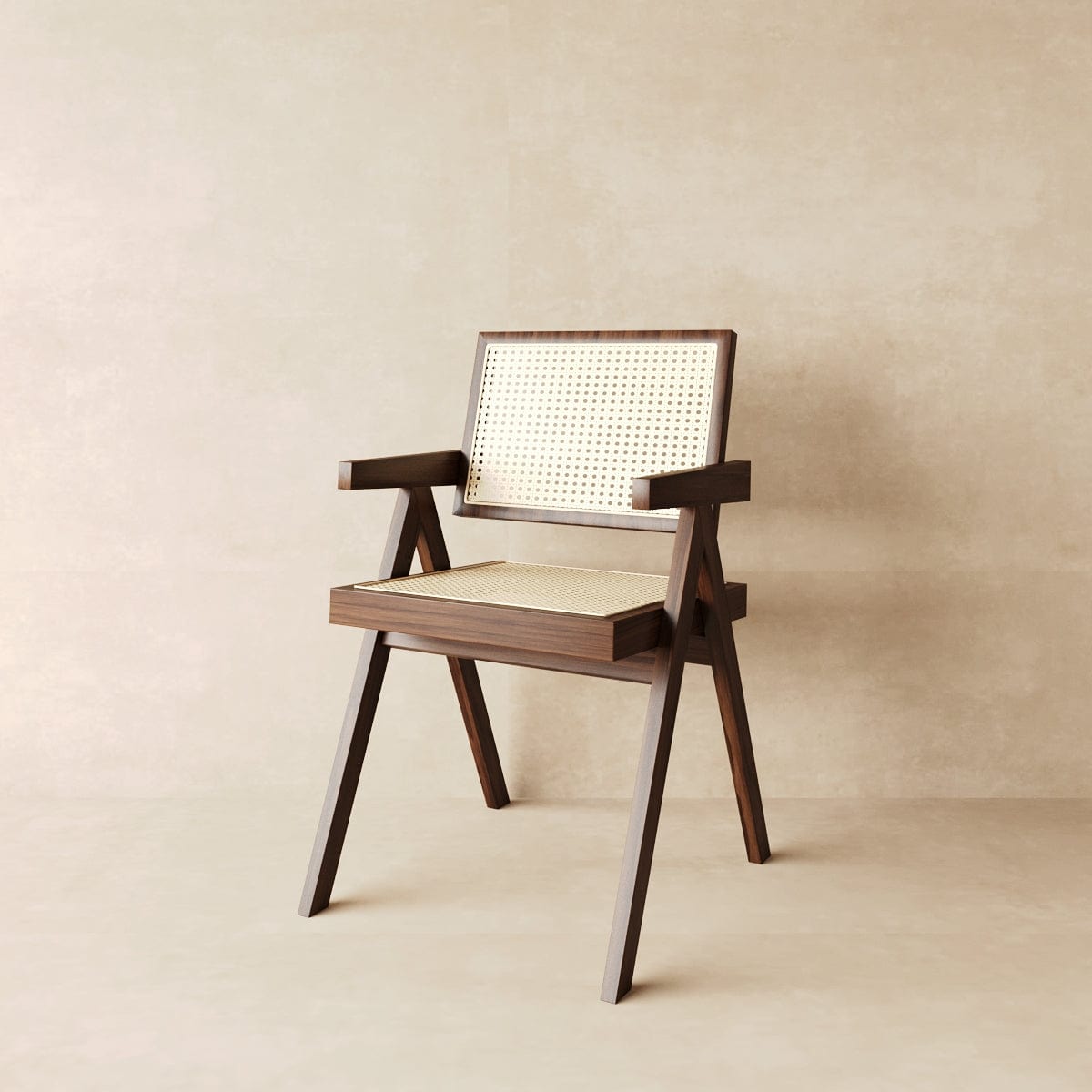 Japandi Rattan Dining Chair in Beech & Walnut