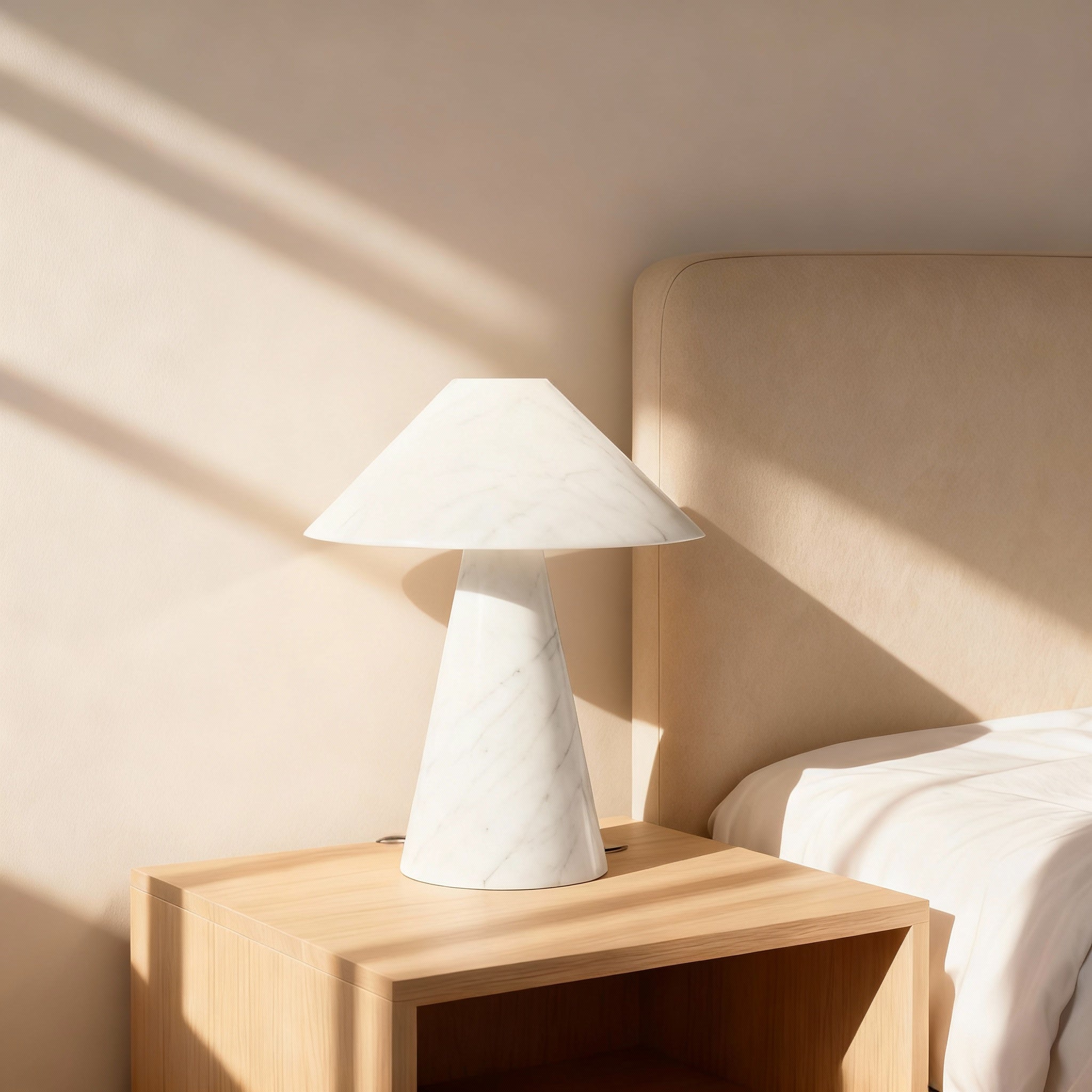 Bella Cone Table Lamp in Black Marble & Calacatta Marble