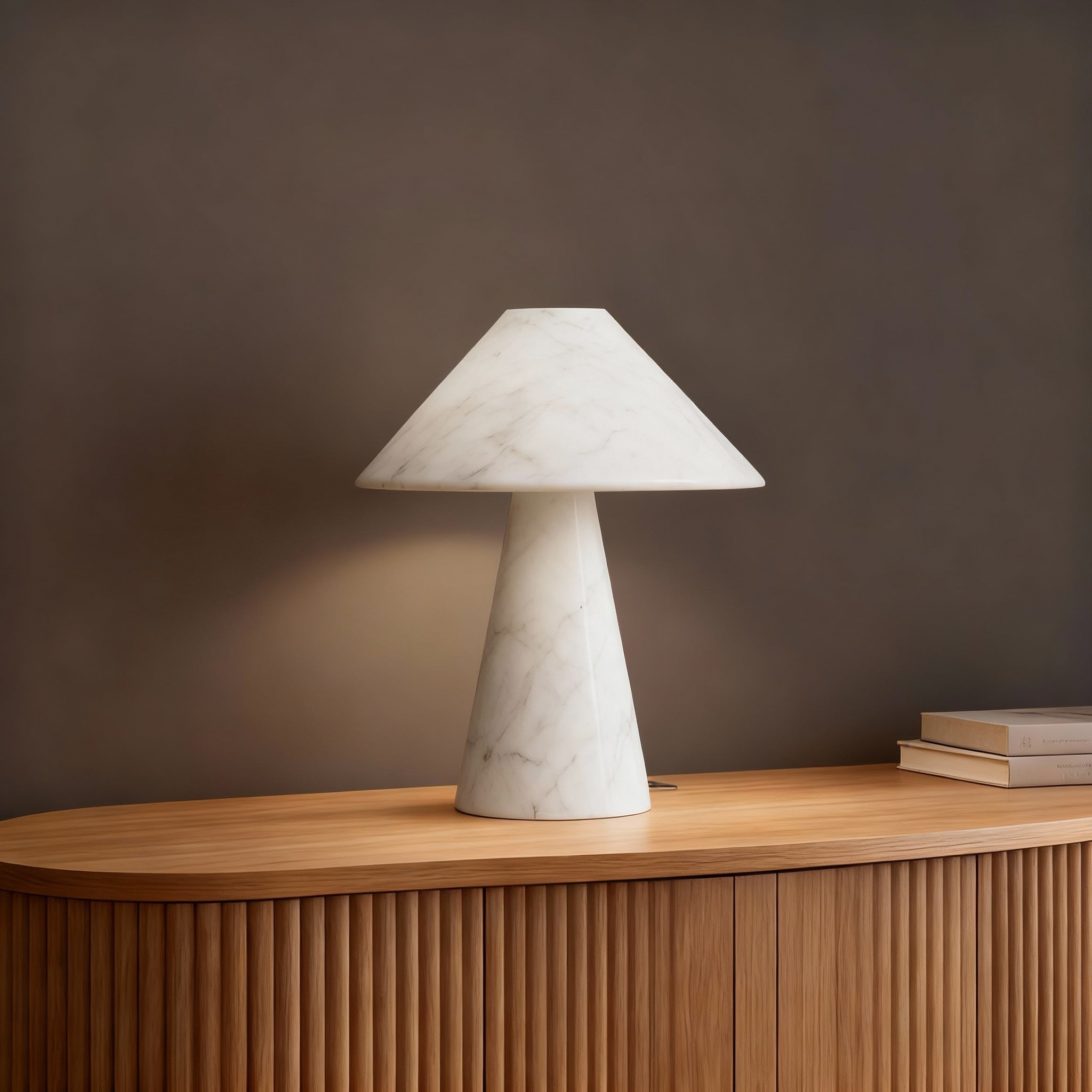 Bella Cone Table Lamp in Black Marble & Calacatta Marble