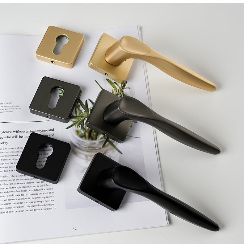 Logan Sleek Door Lock in Pearl Grey & Brushed Brass - Viltara