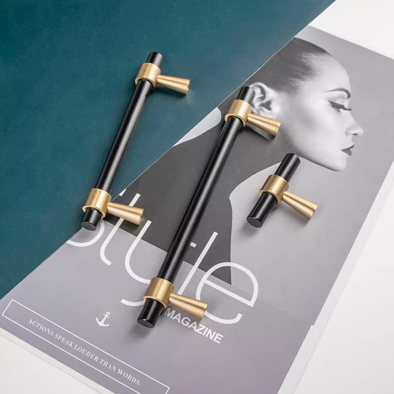 Lori Tonn Furniture Handle in Matte Black & Brass - Viltara