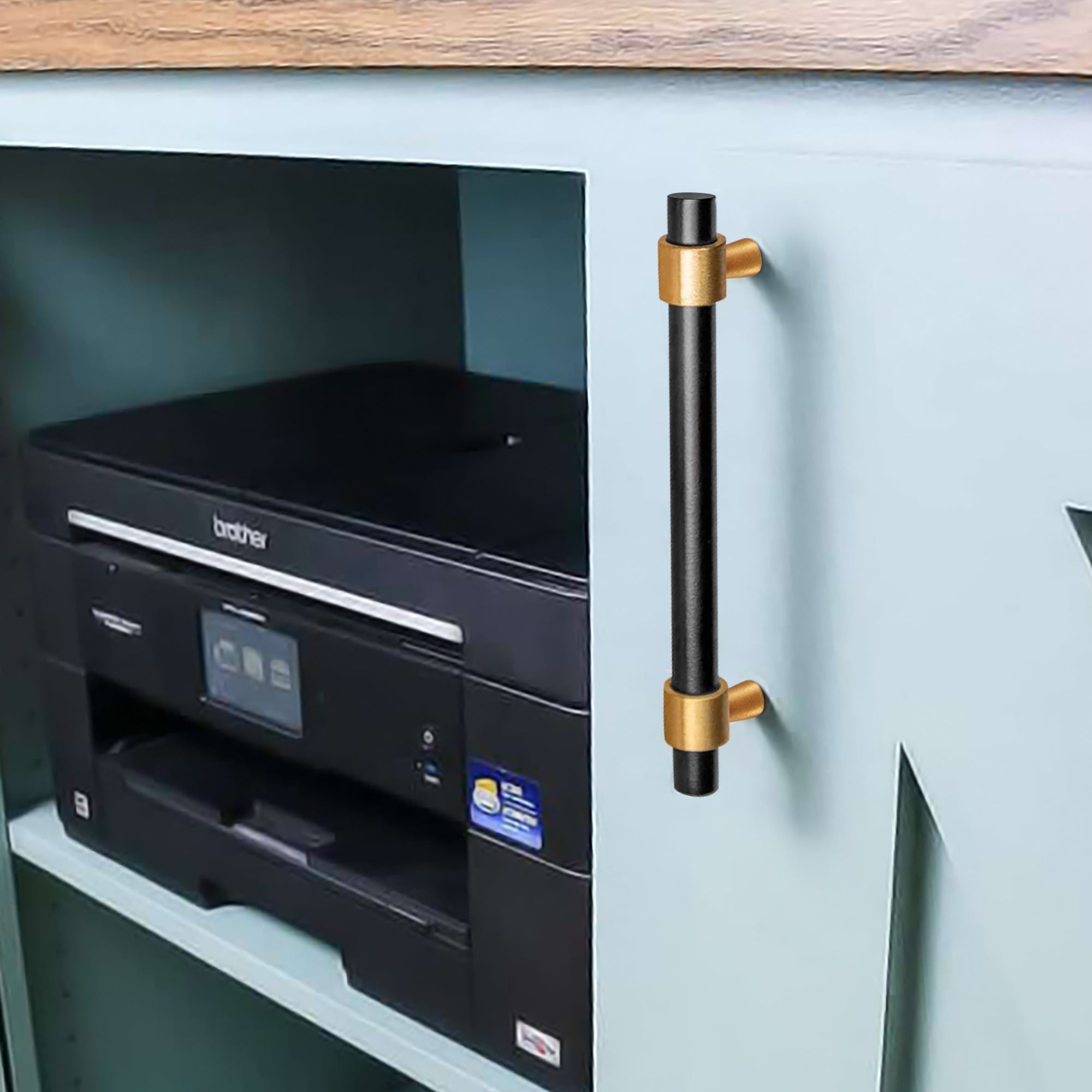 Lori Tonn Furniture Handle in Matte Black & Brass - Viltara