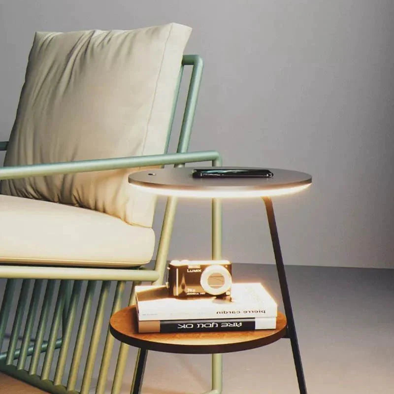 Table+ – Floor Lamp in Double Walnut & Marble