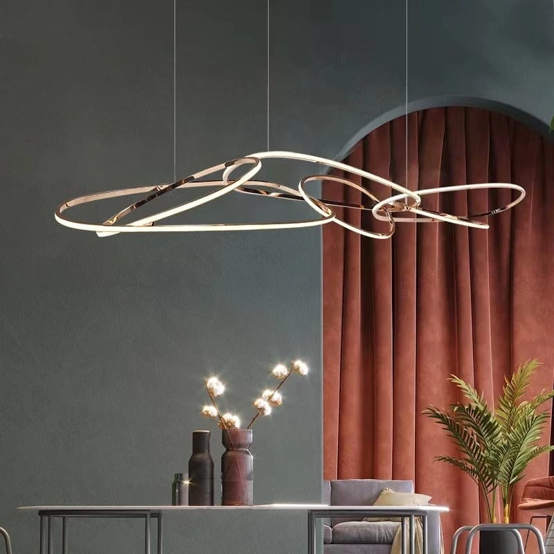 Rings Art Chandelier in Chrome & Golden