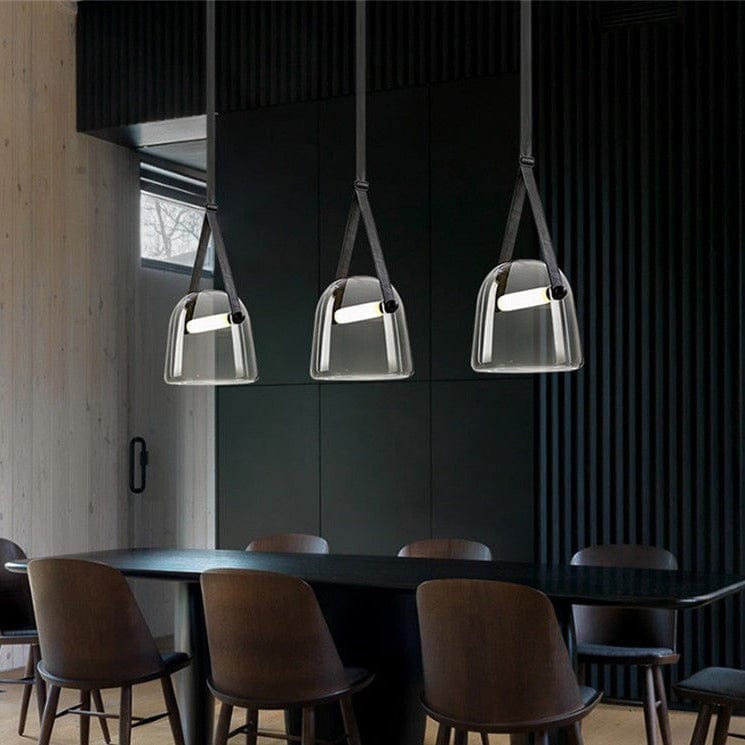 Mona Belt Glass Chandelier in Clear & Smoke Grey