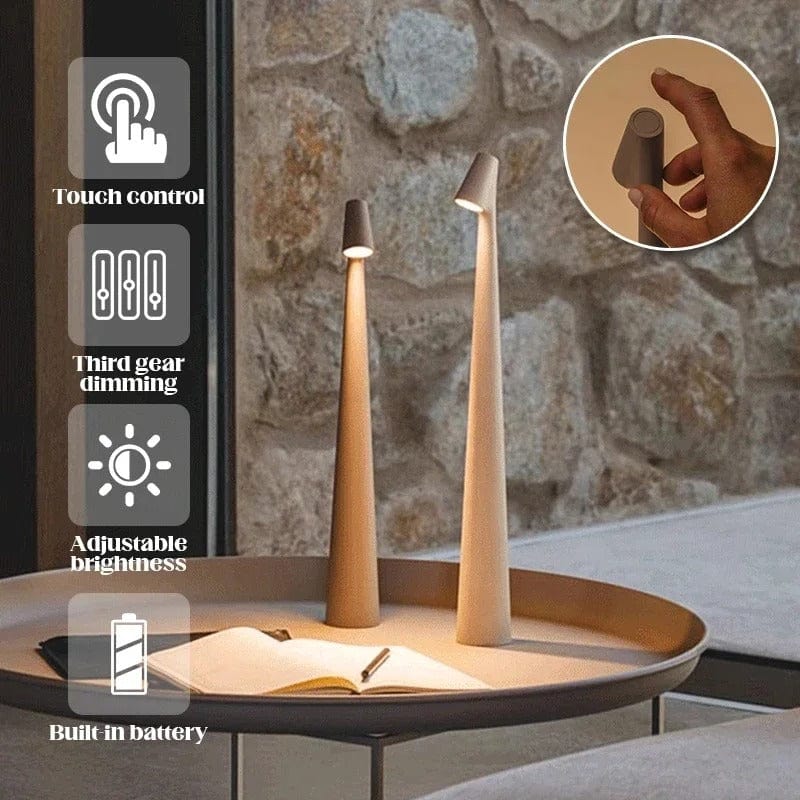 Bitsy Slim Table Lamp in Gray & White