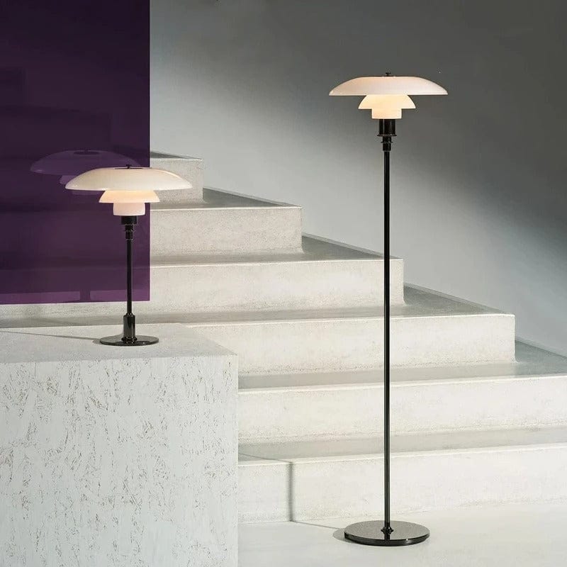 Umbrella Floor Lamp in Black & Orange