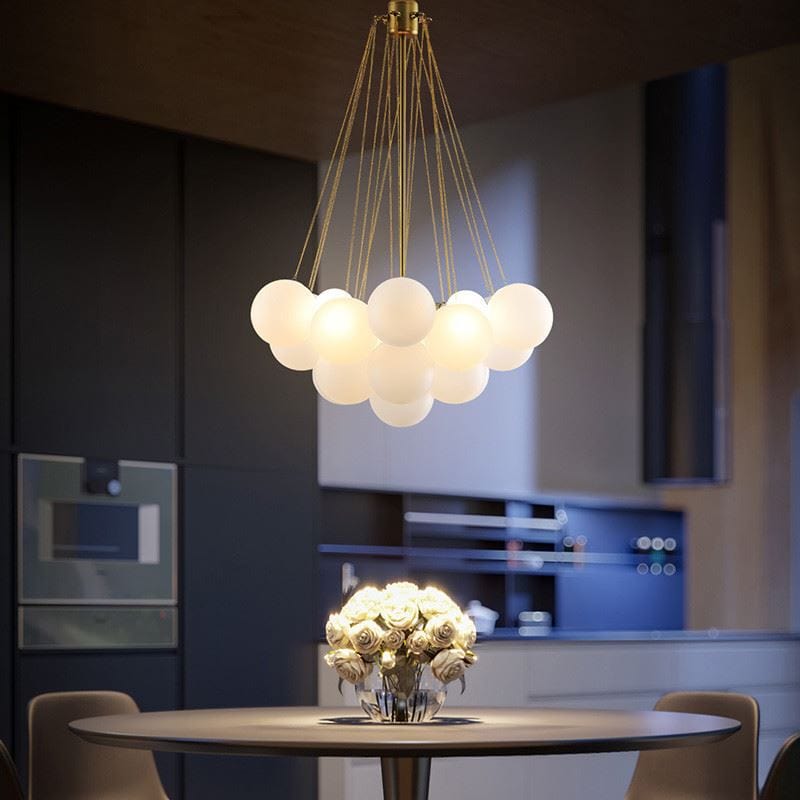 Glass Cloud Chandelier in Black & Gold