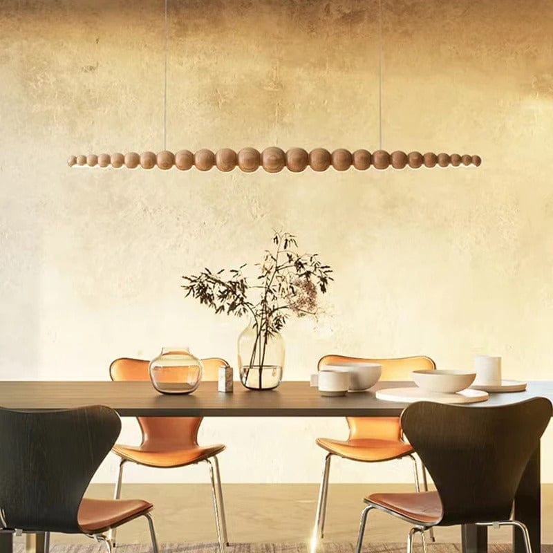 Wooden Beads Chandelier in Dark Wood & Black Wood