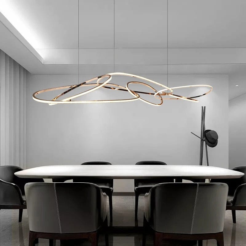 Rings Art Chandelier in Chrome & Golden