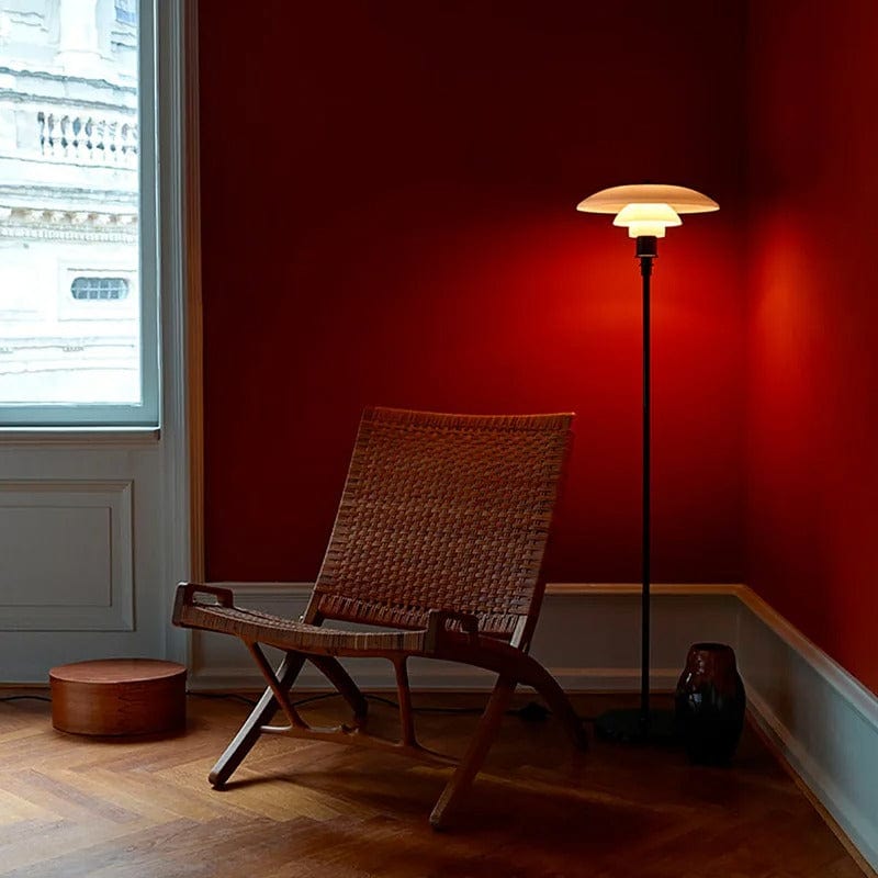 Umbrella Floor Lamp in Black & Orange