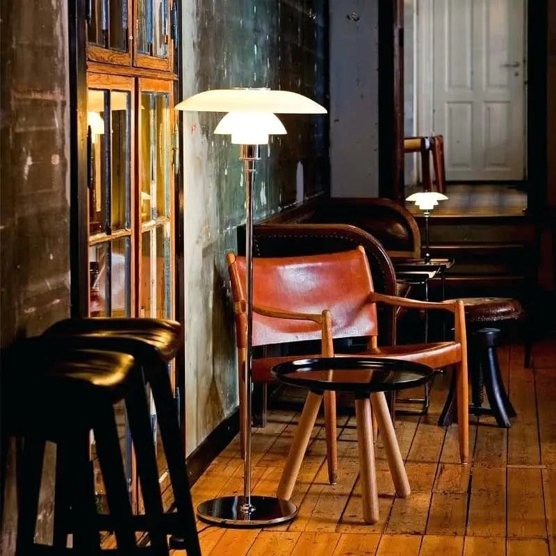 Umbrella Floor Lamp in Black & Orange