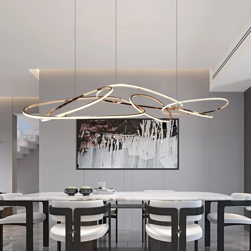Rings Art Chandelier in Chrome & Golden