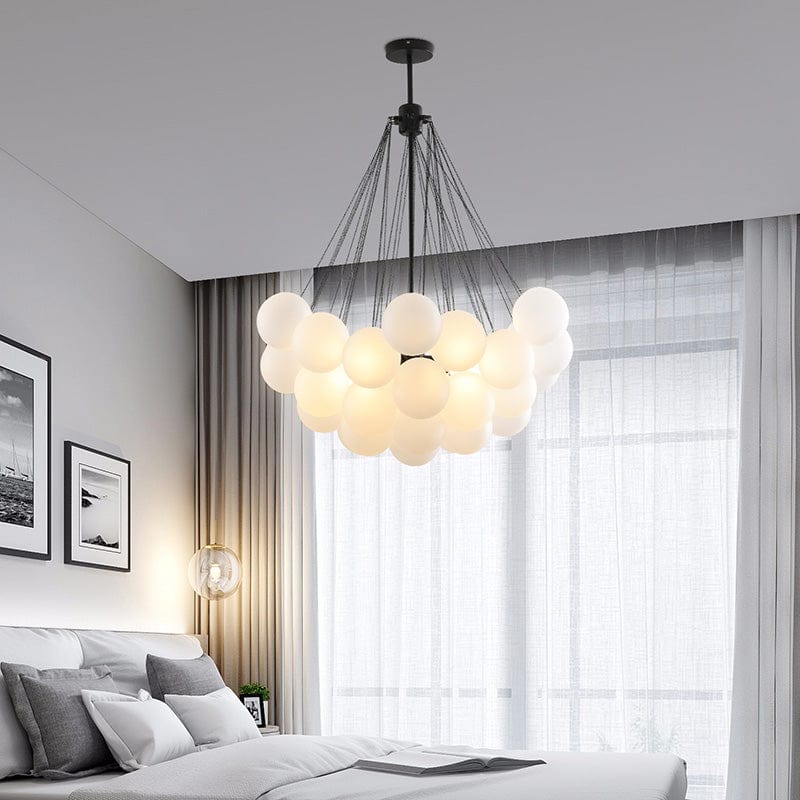 Glass Cloud Chandelier in Black & Gold
