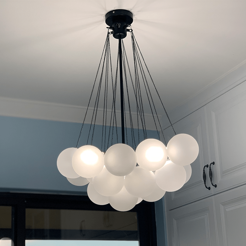 Glass Cloud Chandelier in Black & Gold