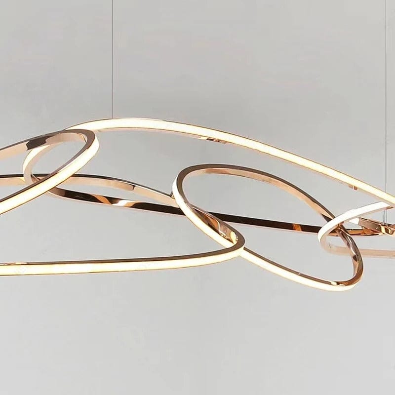 Rings Art Chandelier in Chrome & Golden