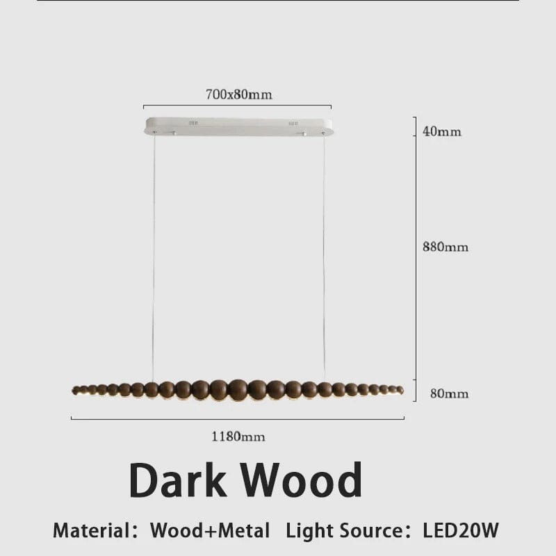 Wooden Beads Chandelier in Dark Wood & Black Wood