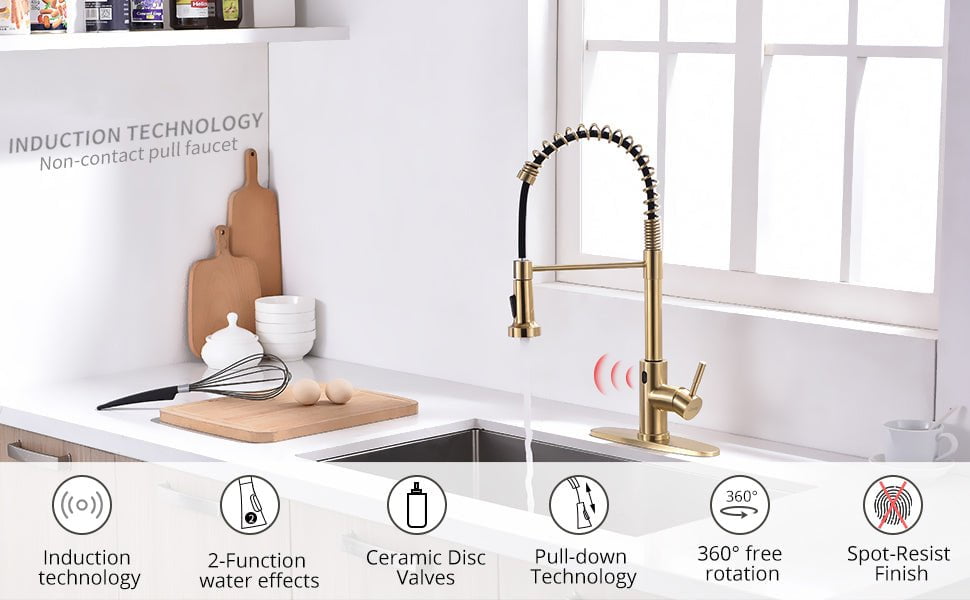 Kraus Touchless Sensor Faucet in Gold & Silver