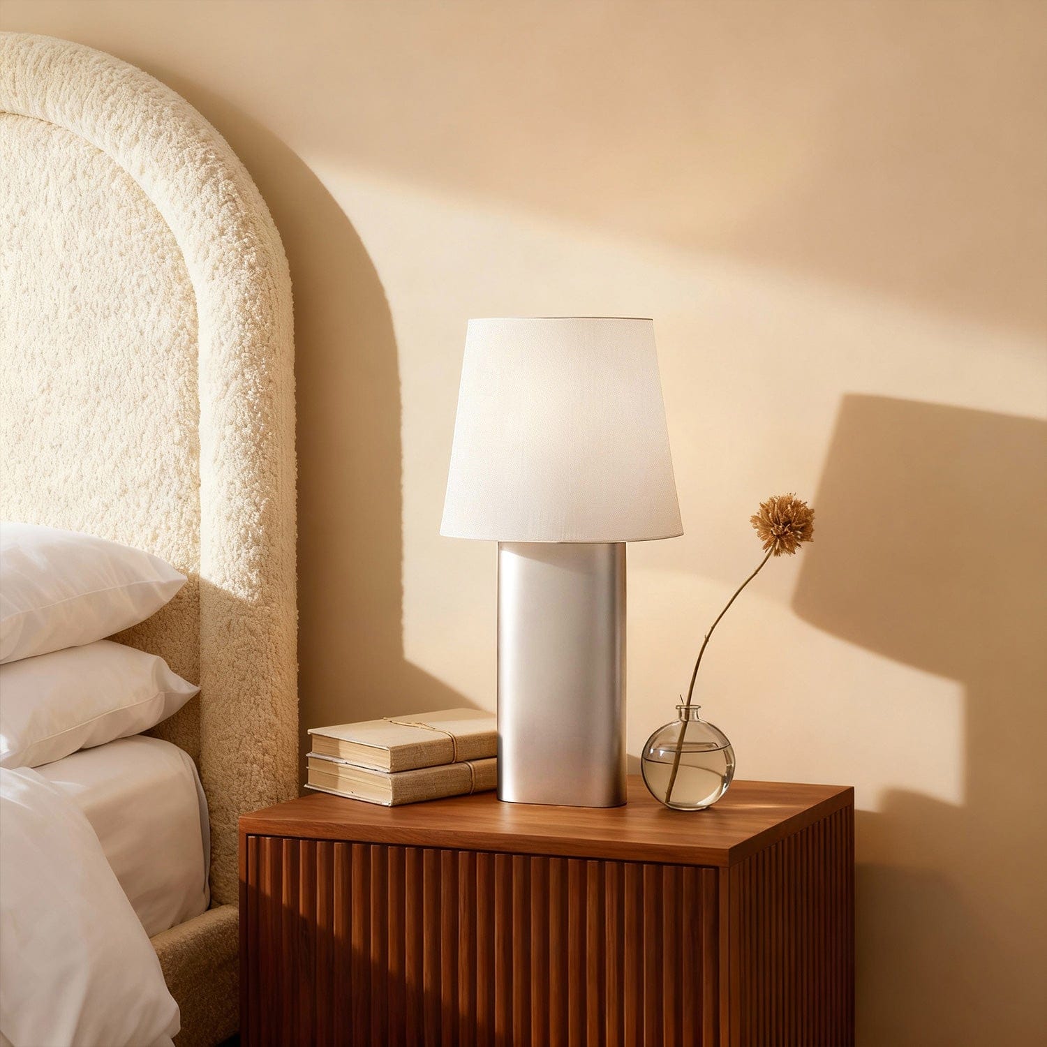 Ovale Table Lamp in Pewter & Brass