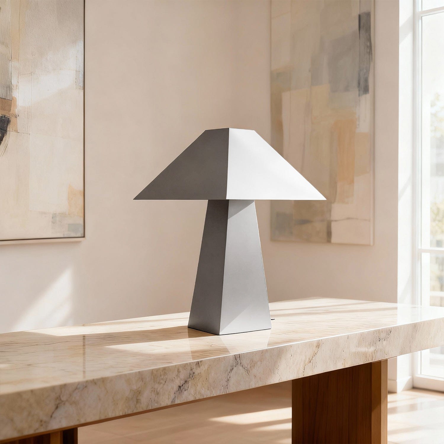 Pyramid Table Lamp in Bronze & Pewter