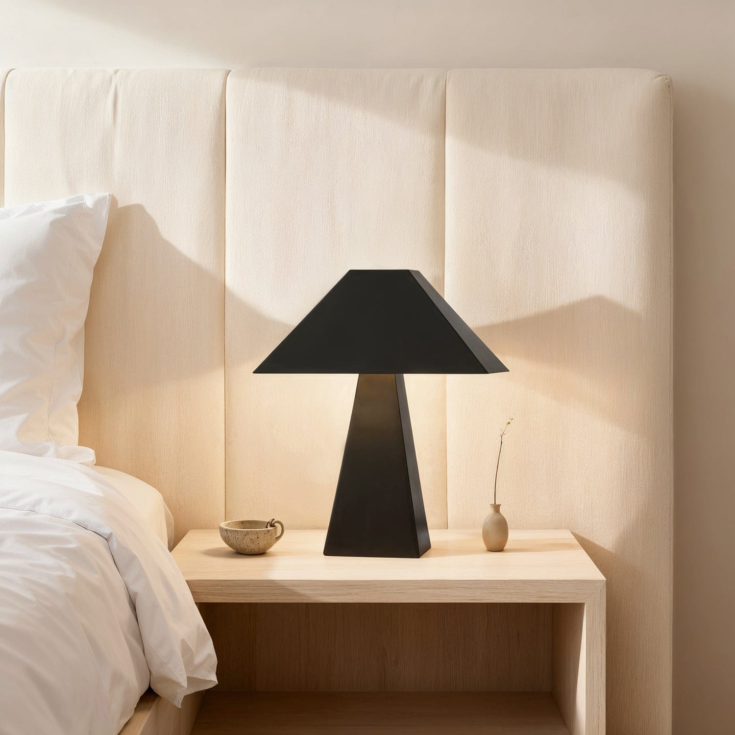 Pyramid Table Lamp in Bronze & Pewter