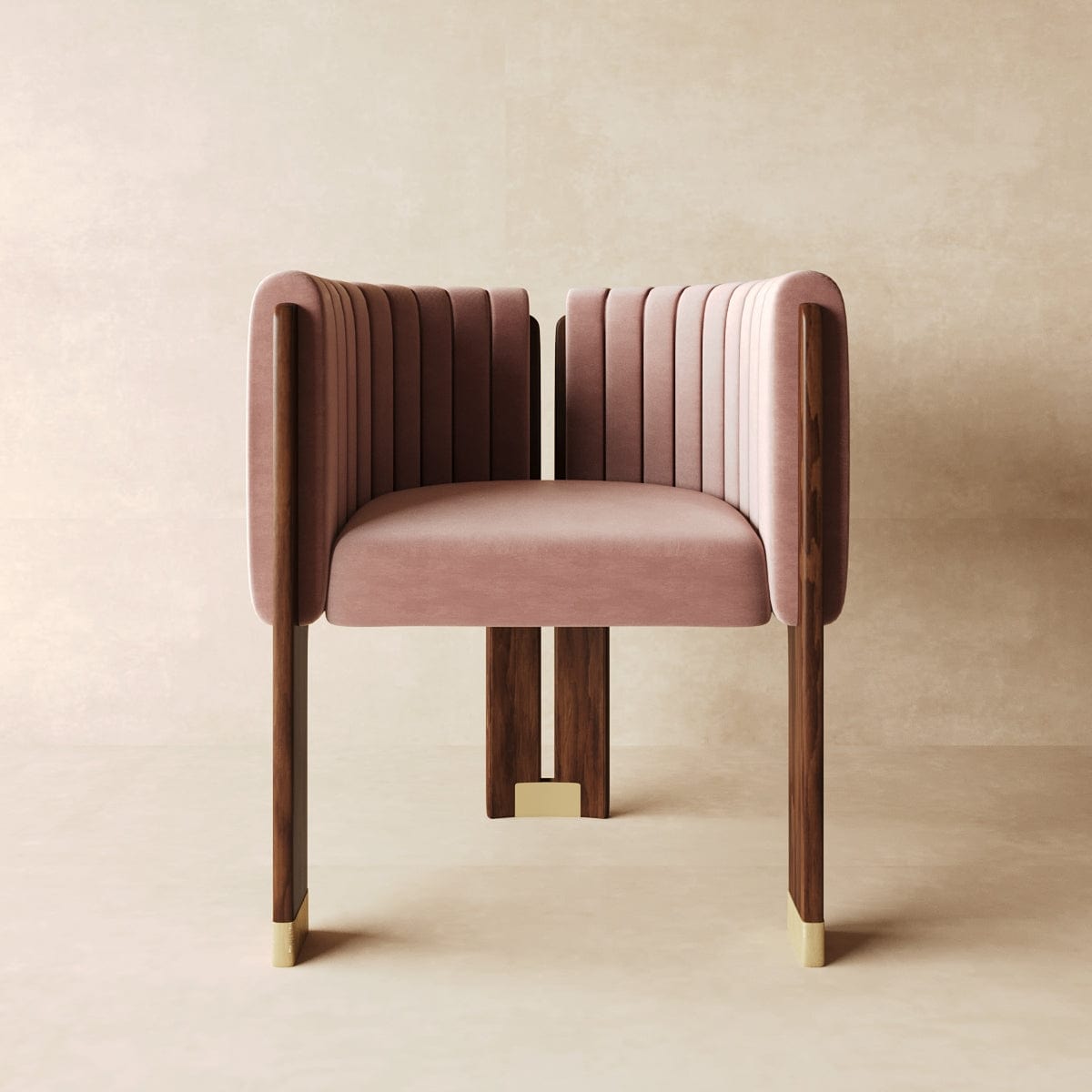 Suede Restaurant Lounge Dining Chair in Tan & Beige - Viltara