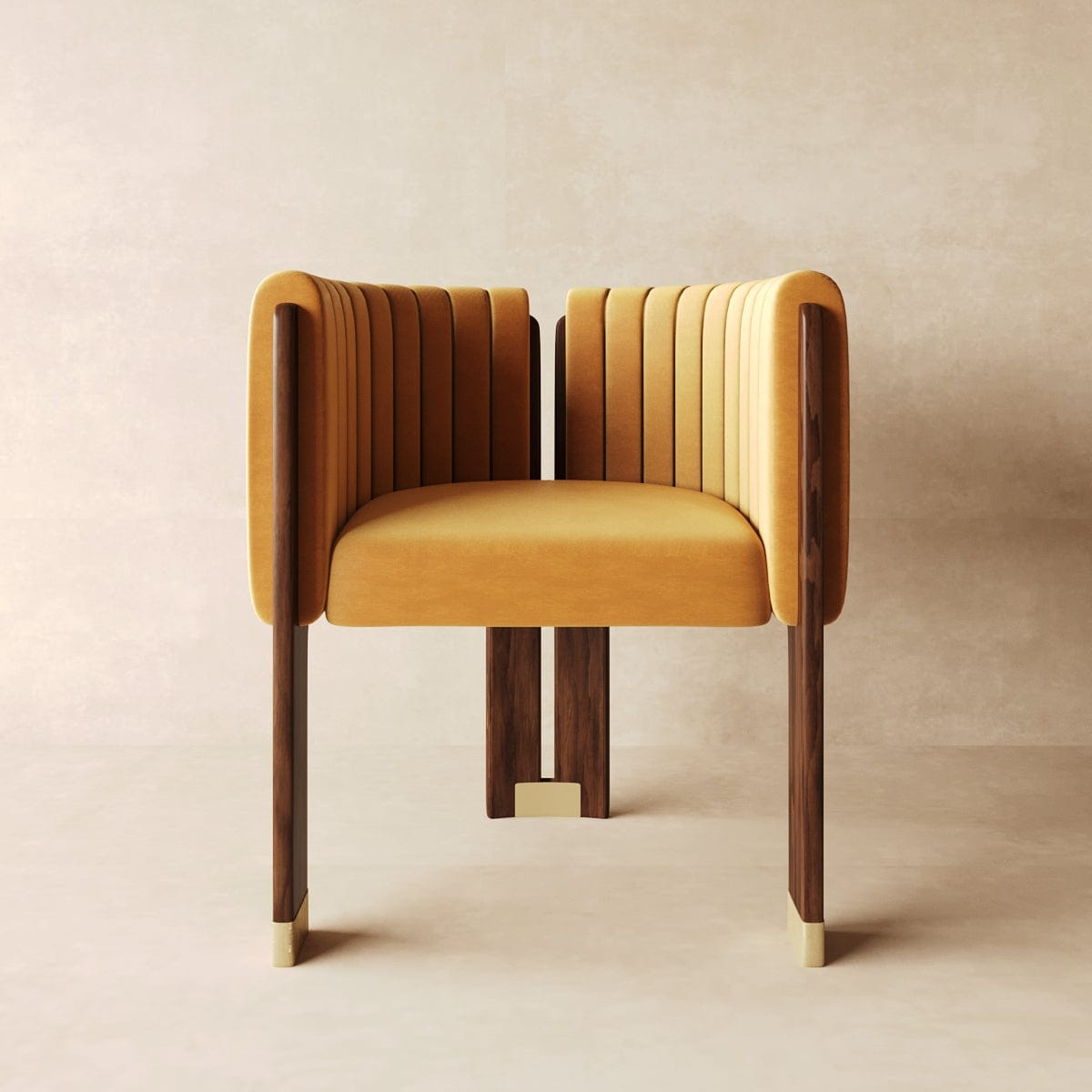 Suede Restaurant Lounge Dining Chair in Tan & Beige - Viltara