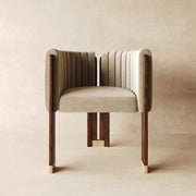 Suede Restaurant Lounge Dining Chair in Tan & Beige - Viltara